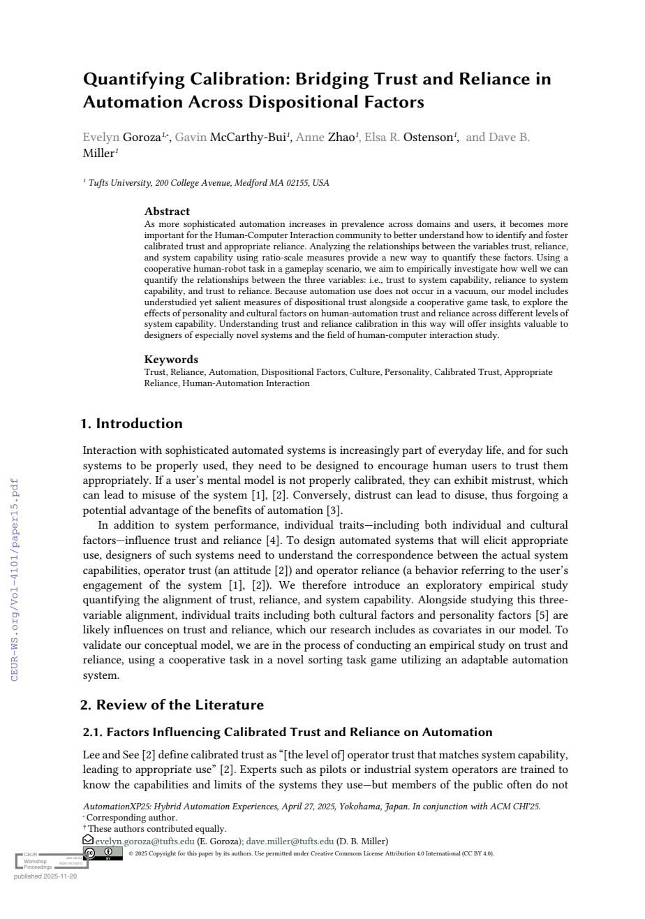 CHI workshop publication